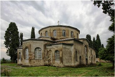 Featured is a photo of the Dranda Cathedral in Dranda, Abkhazia ... representative of classical Abkhazian architecture.